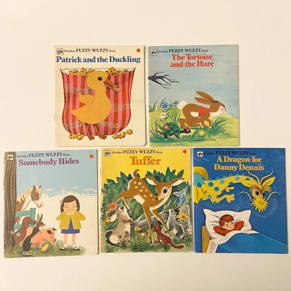 Vintage 1960s Lot of Fuzzy Wuzzy Books Tuffer Tortoise Duckling Dragon Books
